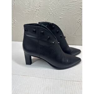 Javiera Leather Ankle Boots Made in Spain Black Ankle Zip Pointed Toe Size 8.5